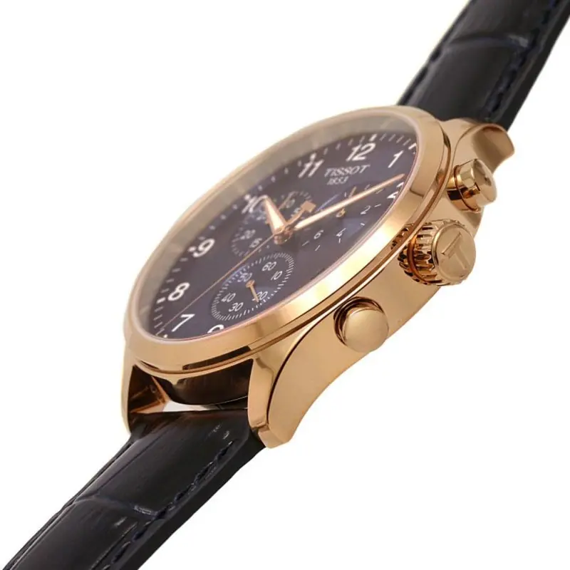 Tissot Chronograph Blue Dial Leather Strap Men Watch T1166173604200 2