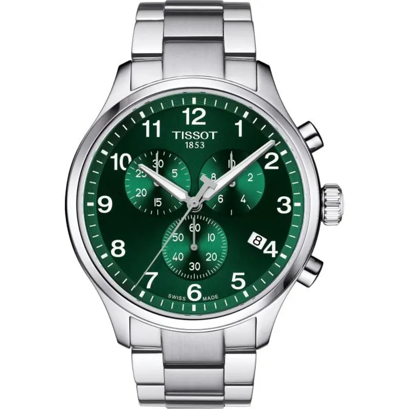 Tissot Chronograph Green Dial Silver Stainless Steel Strap Men Watch T1166171109200 1