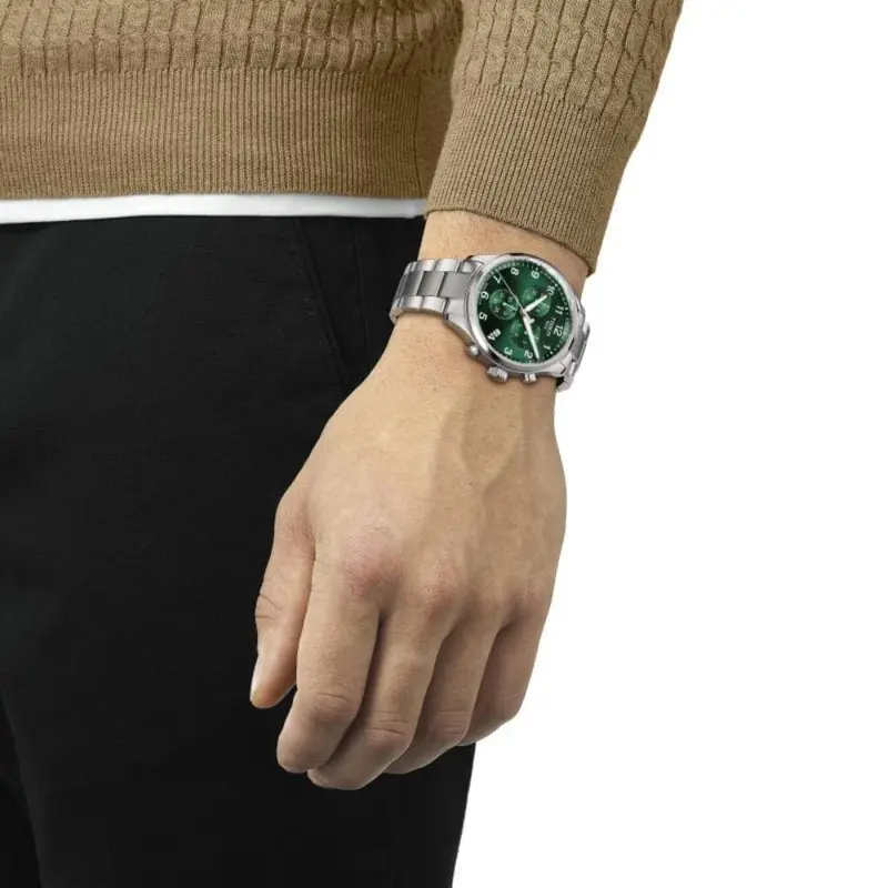 Tissot Chronograph Green Dial Silver Stainless Steel Strap Men Watch T1166171109200 2