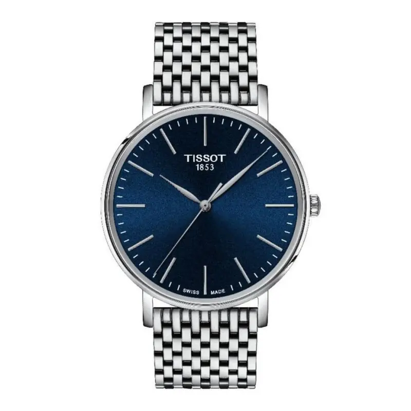 Tissot Every Time Blue Dial Silver Stainless Steel Strap Men Watch T1434101104100 1