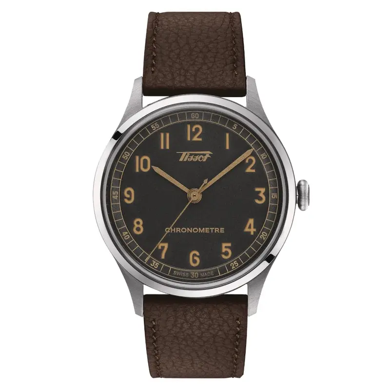 Tissot Heritage Gray Dial Brown Leather Strap Men Watch T1424641606200 1
