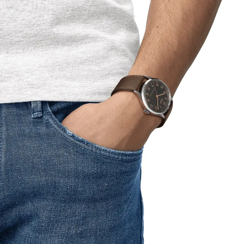 Tissot Heritage Gray Dial Brown Leather Strap Men Watch T1424641606200 2
