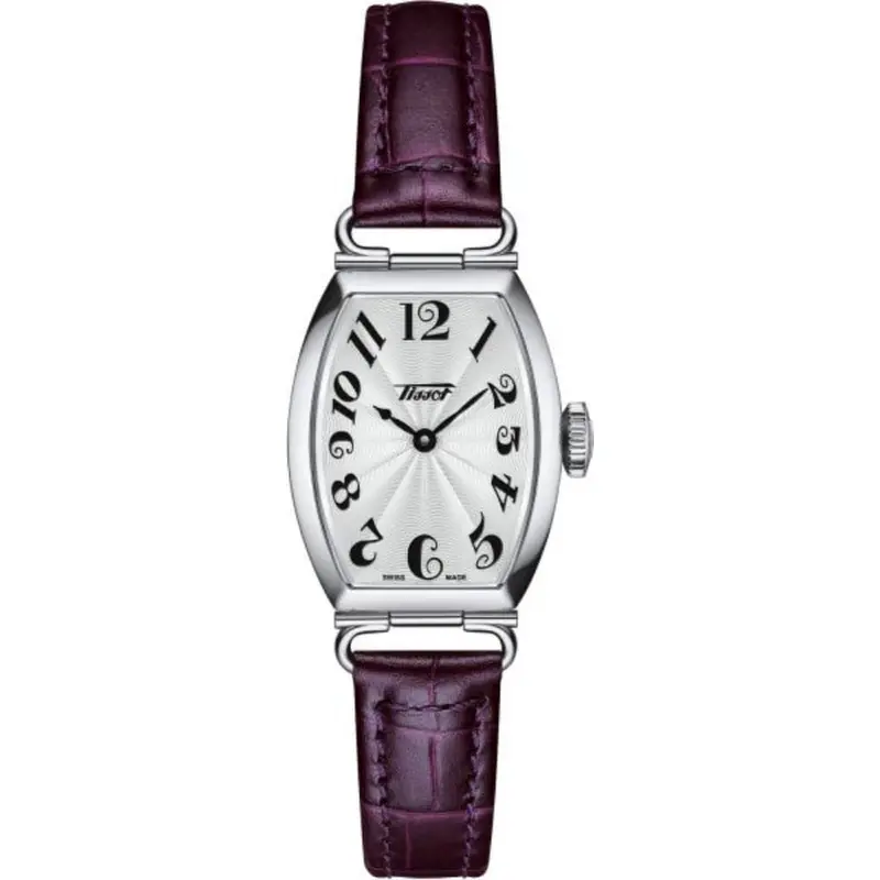 Tissot Heritage Silver Dial Purple Leather Strap Women Watch T1281091603200 1