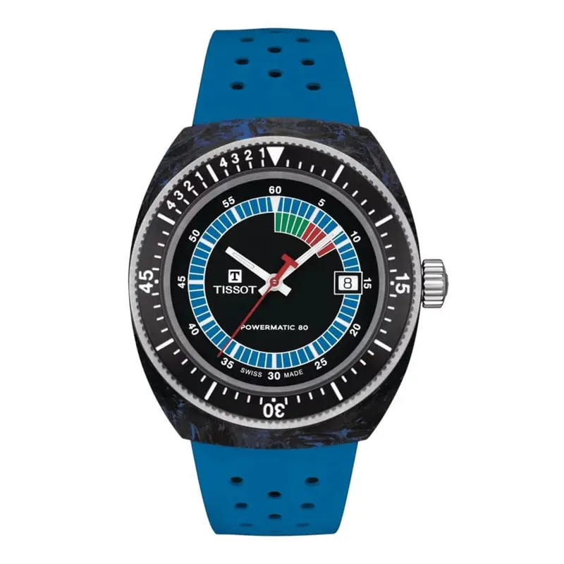 Tissot Powermatic 80 Black Dial Blue Rubber Strap Men Watch T1454079705701 1