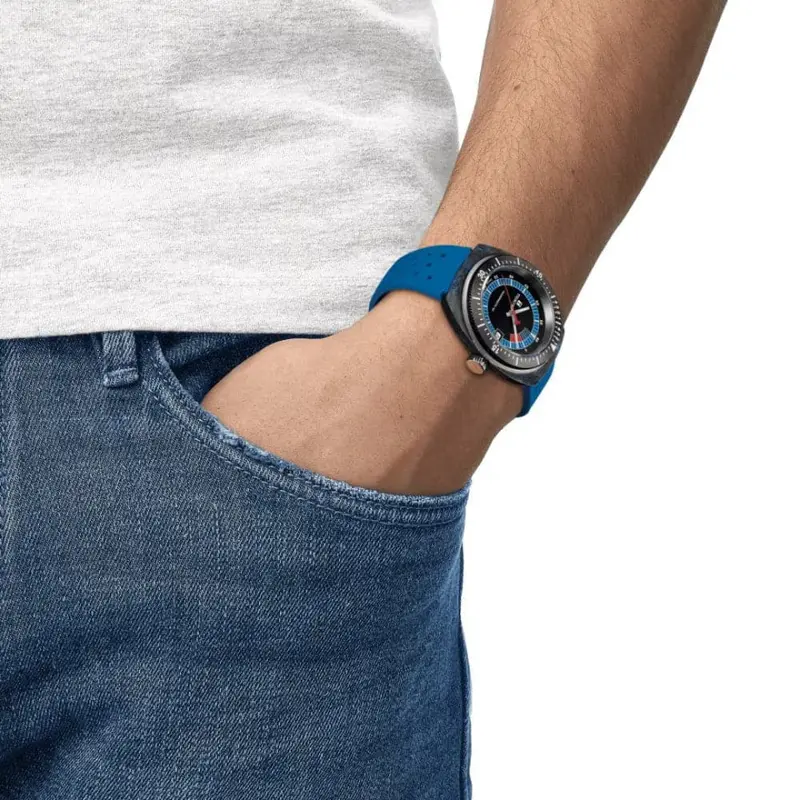 Tissot Powermatic 80 Black Dial Blue Rubber Strap Men Watch T1454079705701 2