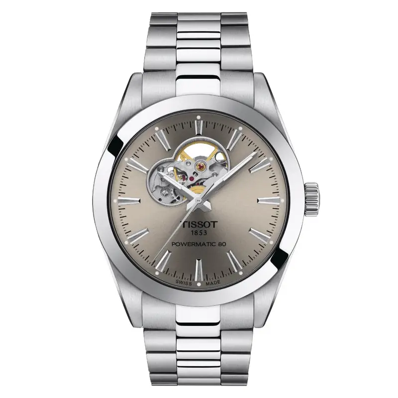 Tissot Powermatic Gray Dial Silver Stainless Steel Strap Men Watch T1274071108100 1