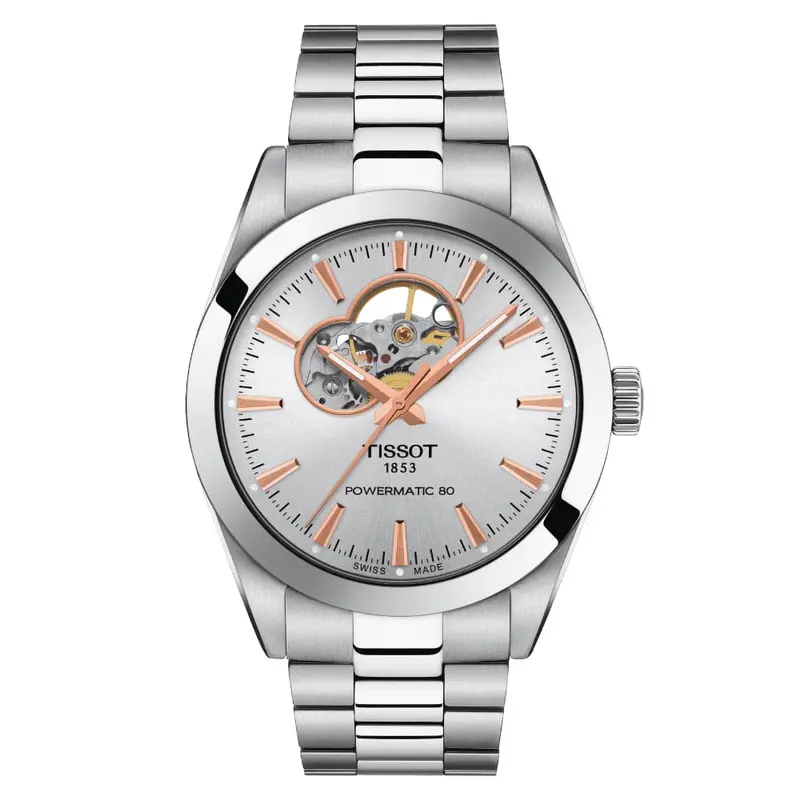 Tissot Powermatic Open Heart Silver Dial Stainless Steel Men Watch T1274071103101 1
