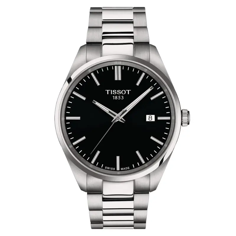 Tissot Pr 100 Black Dial Silver Stainless Steel Strap Men Watch T1504101105100 1