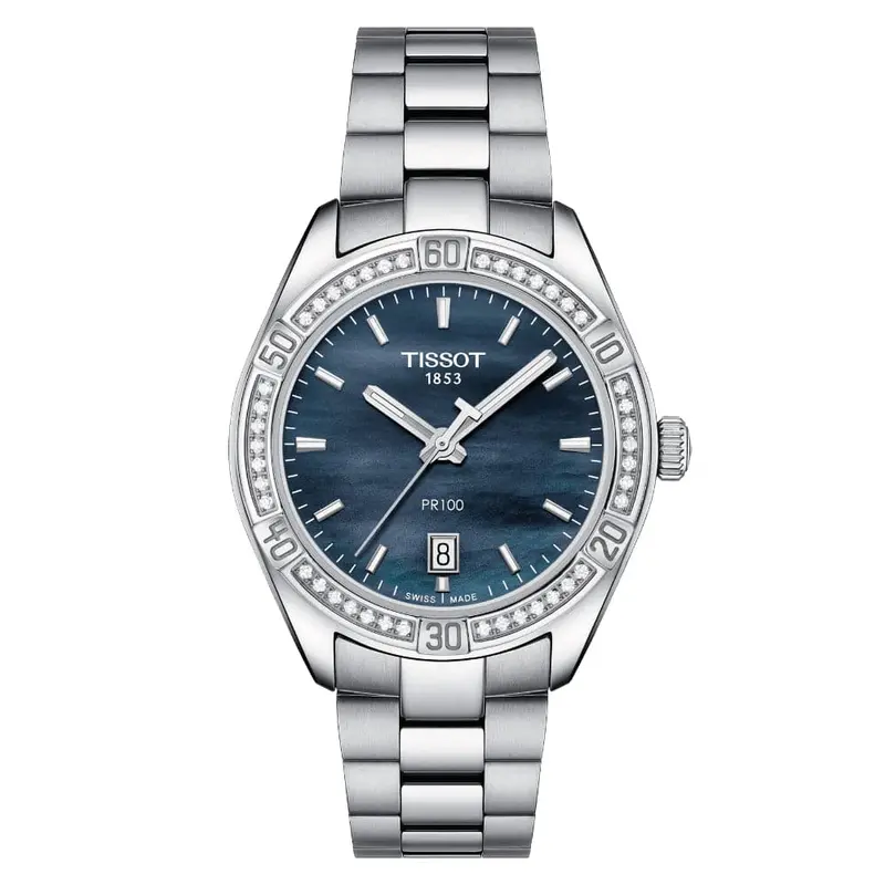 Tissot Pr Blue Dial Silver Stainless Steel Strap Women Watch T1019106112100 1