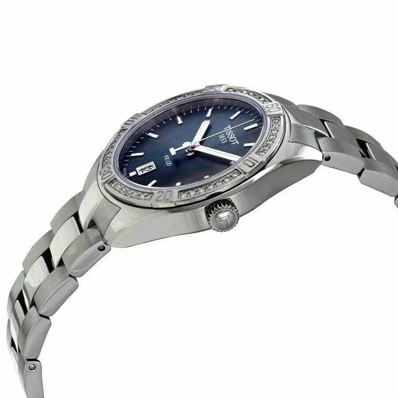 Tissot Pr Blue Dial Silver Stainless Steel Strap Women Watch T1019106112100 2
