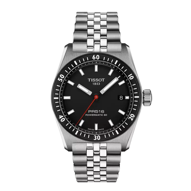 Tissot Pr516 Powermatic 80 38Mm Black Dial Steel Watch T1494071105100 1