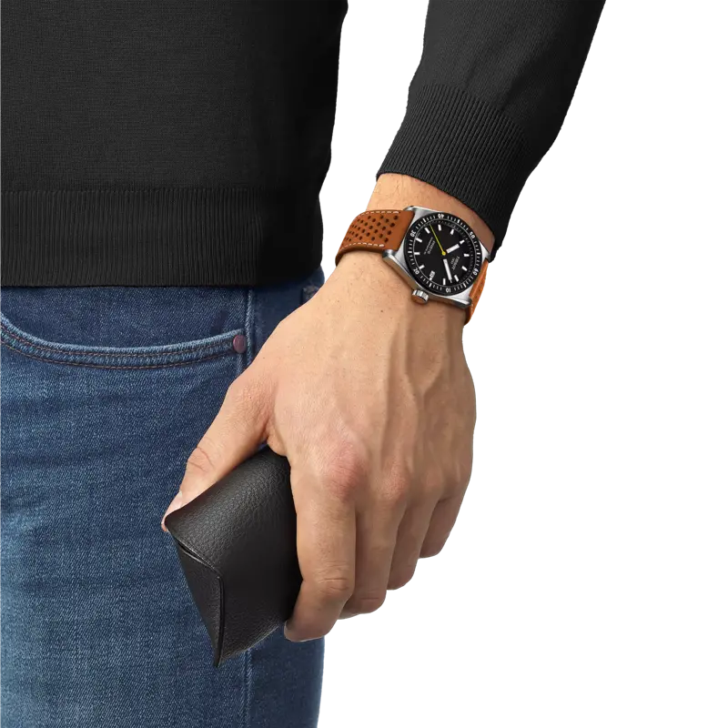 Tissot Pr516 Powermatic 80 T1494071605100 38Mm Black Dial Brown Leather Strap Watch 2