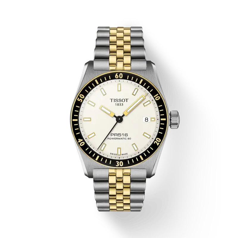 Tissot Pr516 Powermatic 80 T1494072201100 38Mm White Dial Gold & Grey Steel Watch 1