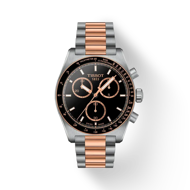Tissot Pr516 T1494172205101 Quartz Chronograph Rose Gold Accent Watch 1