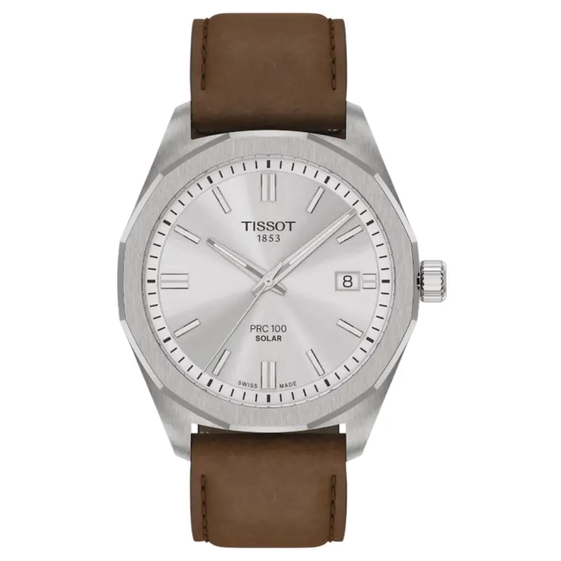 Tissot Prc Brown Leather Strap Men Watch T1514221603100 1