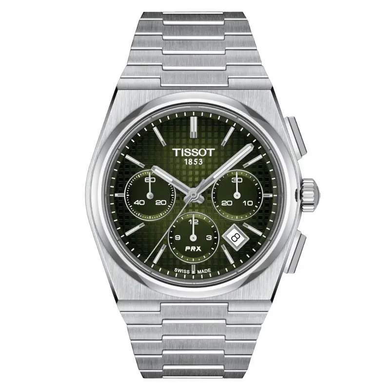 Tissot Prx Automatic Chronograph Graded Green Dial Stainless Steel Men's Watch T1374271109100 1