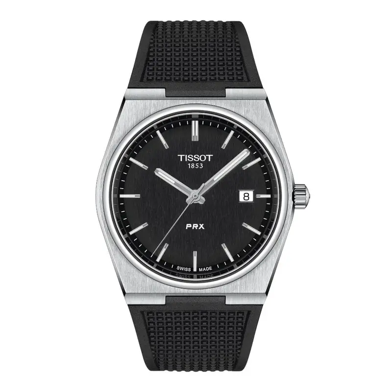 Tissot Prx Black Dial Rubber Strap Men Watch T1374101705100 1