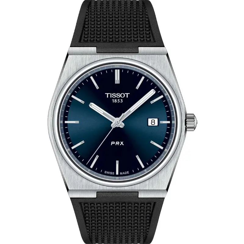 Tissot Prx Blue Dial And Black Rubber Strap Men Watch T1374101704100 1