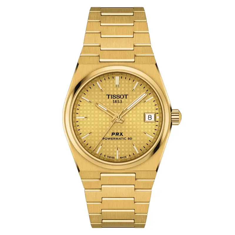 Tissot Prx Gold Dial Stainless Steel Strap Unisex Watch T1372073302100 1