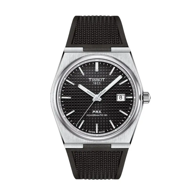 Tissot Prx Powermatic Black Dial And Rubber Strap Men Watch T1374071705100 1