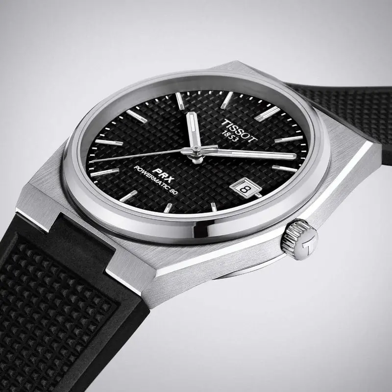 Tissot Prx Powermatic Black Dial And Rubber Strap Men Watch T1374071705100 2