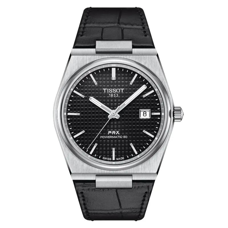 Tissot Prx Powermatic T1374071605100 Black Leather Men Watch 1