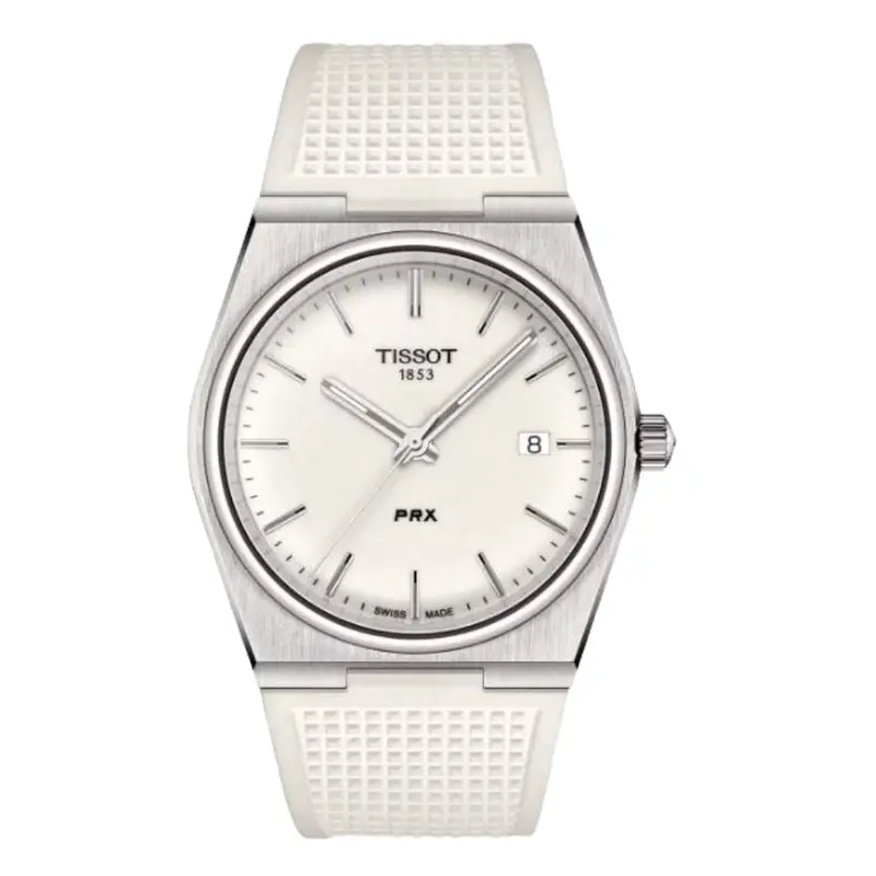 Tissot Prx White Rubber Strap Men Watch T1374101701100 1