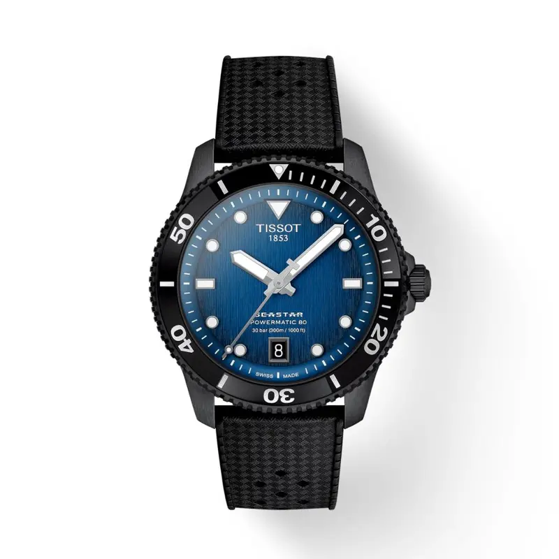 Tissot Seastar 1000 Powermatic 80 Black Rubber Strap Men's Watch T1208073704100 1