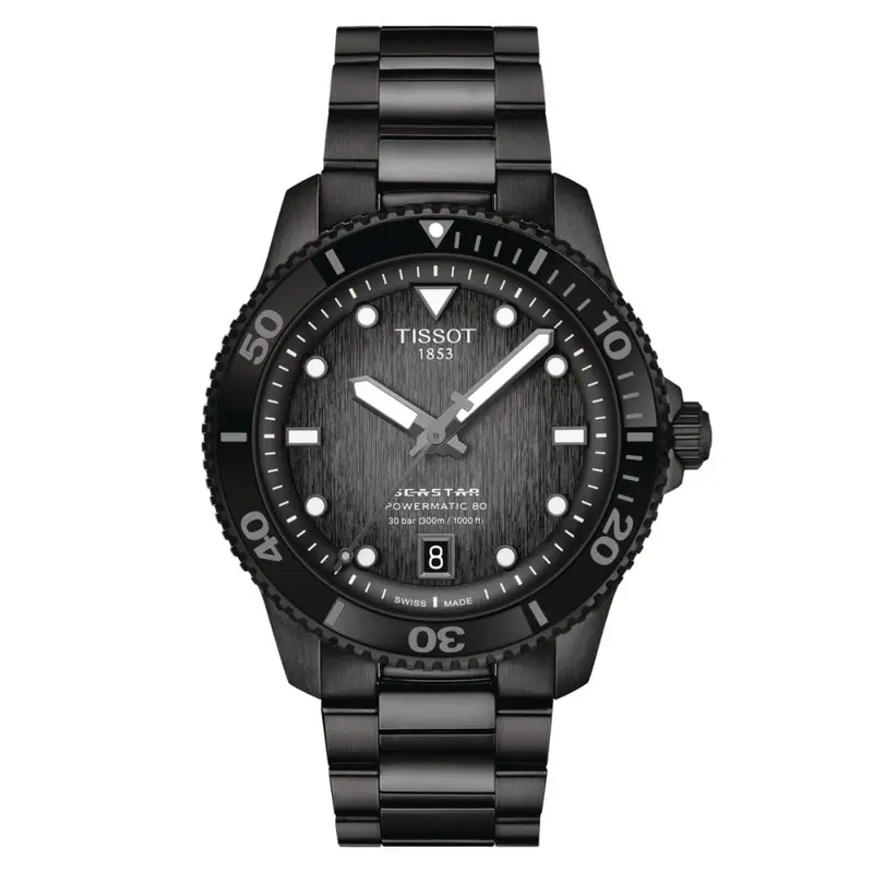 Tissot Seastar 1000 Powermatic 80 Black Stainless Steel Unisex Watch T1208073305100 1