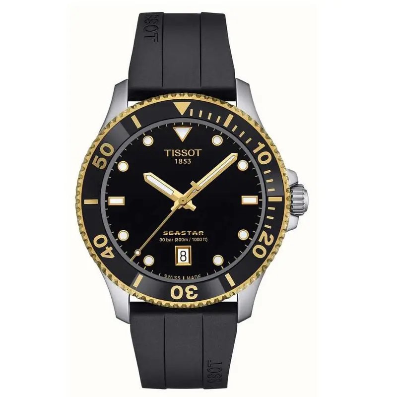 Tissot Seastar Black Dial Black Rubber Strap Men's Watch T1204102705100 1