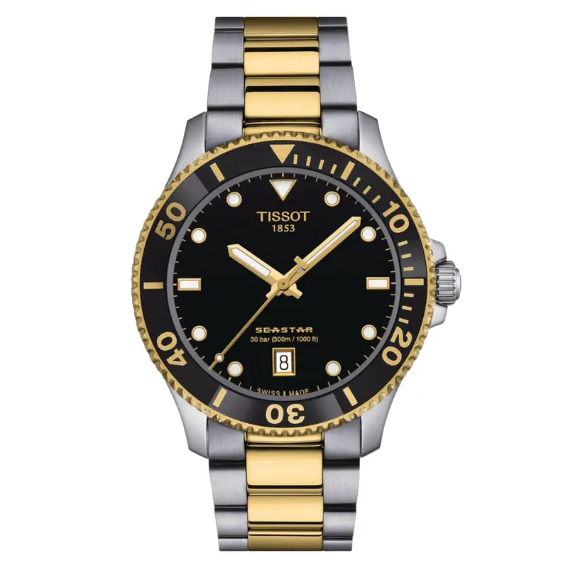 Tissot Seastar Black Dial Two-Tone Stainless Steel Strap Men Watch T1204102205100 1