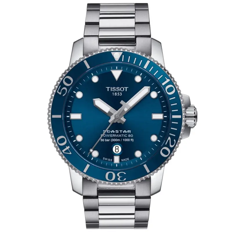 Tissot Seastar Powermatic 80 Blue Dial Stainless Steel Men's Watch T1204071104103 1
