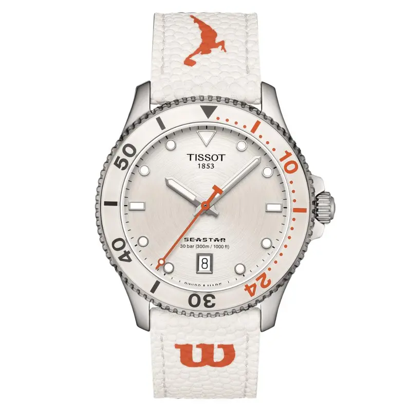 Tissot Seastar Wilson Wnba Collection Orange Leather Strap Unisex Watch T1204101701100 1