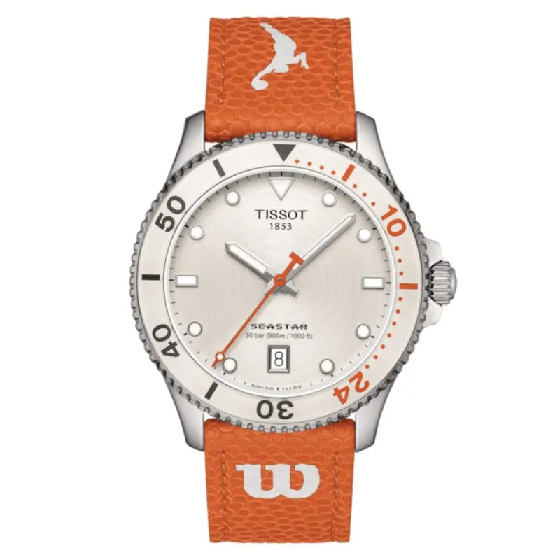 Tissot Seastar Wilson Wnba Collection Orange Leather Strap Unisex Watch T1204101701100 2