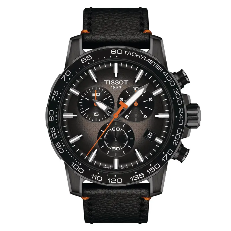 Tissot Supersport Chrono Basketball Edition Black Gradient Dial Leather Strap Watch T1256173608100 1