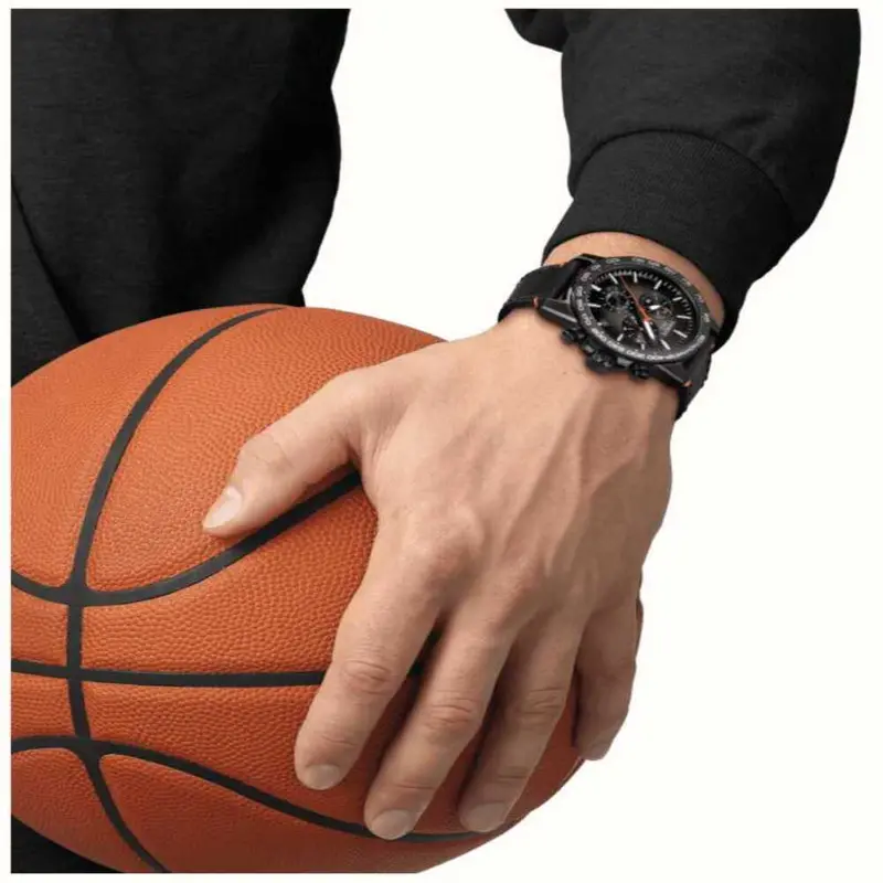 Tissot Supersport Chrono Basketball Edition Black Gradient Dial Leather Strap Watch T1256173608100 2
