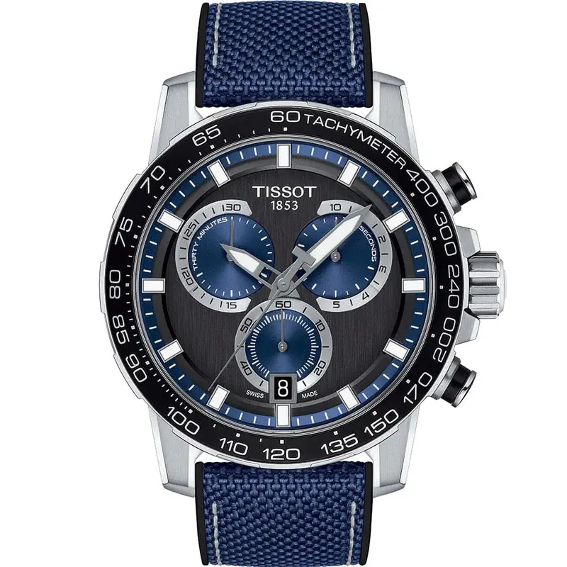Tissot Supersport Chronograph Blue Textile Strap Men Watch T1256171705103 1