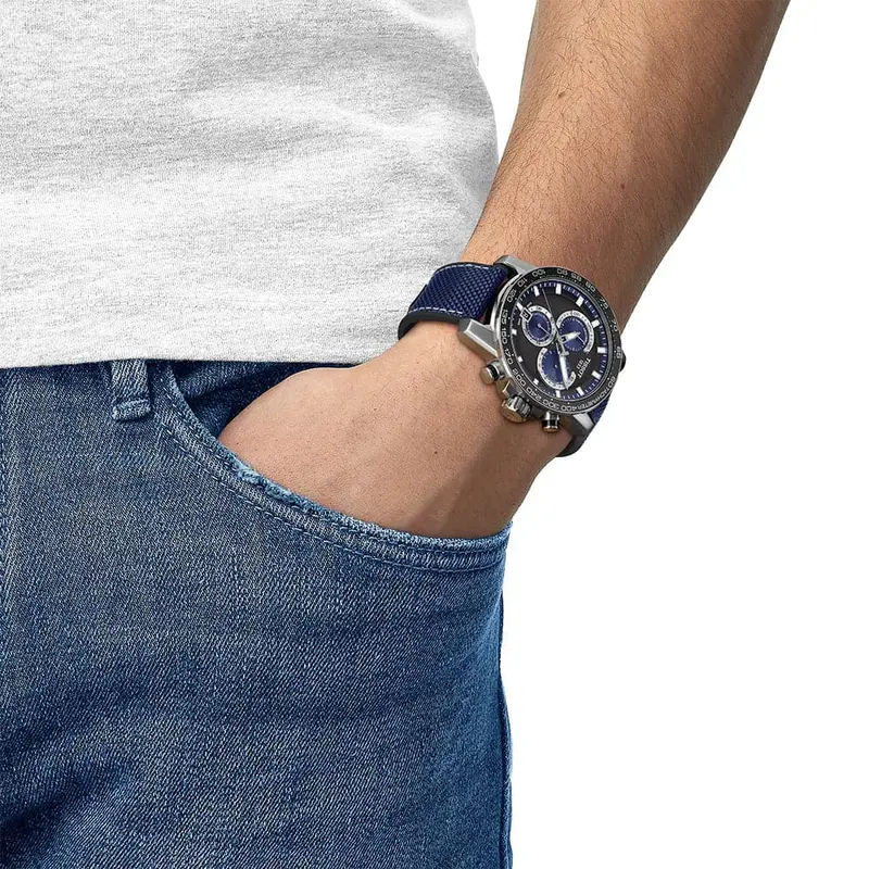 Tissot Supersport Chronograph Blue Textile Strap Men Watch T1256171705103 2
