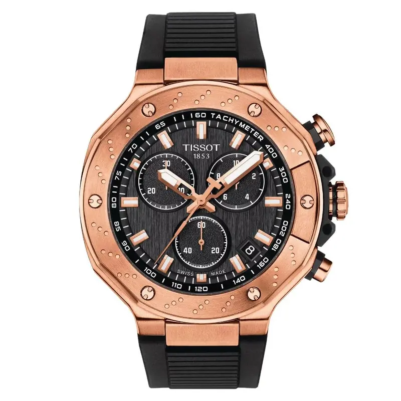 Tissot T-Race Chronograph Black Dial Black Silicone Strap Men's Watch T1414173705100 1