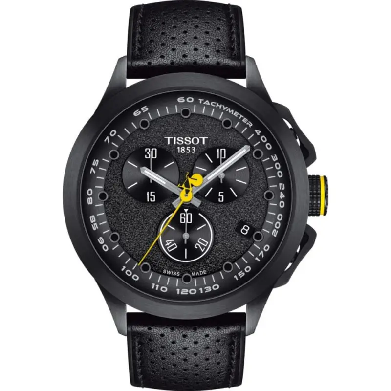 Tissot T-Race Cycling Black Dial And Leather Strap Men Watch T1354173705100 1