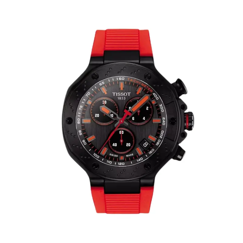 Tissot T-Race Quartz Chronograph Red Silicone Strap Watch T1414173706101 1
