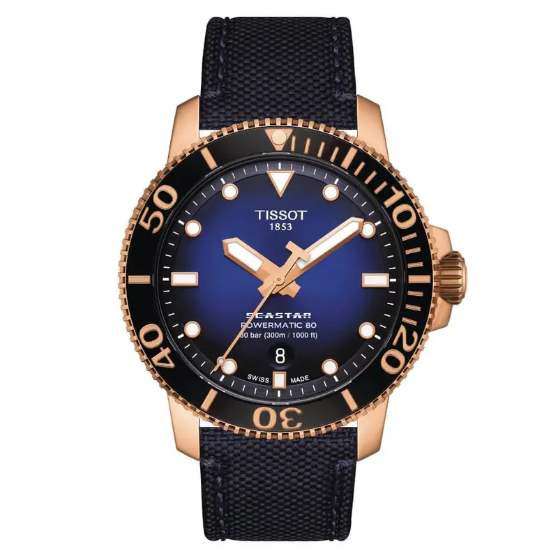 Tissot T1204073704100 Seastar 1000 Powermatic 80 Blue Fabric Strap Men's Watch 1