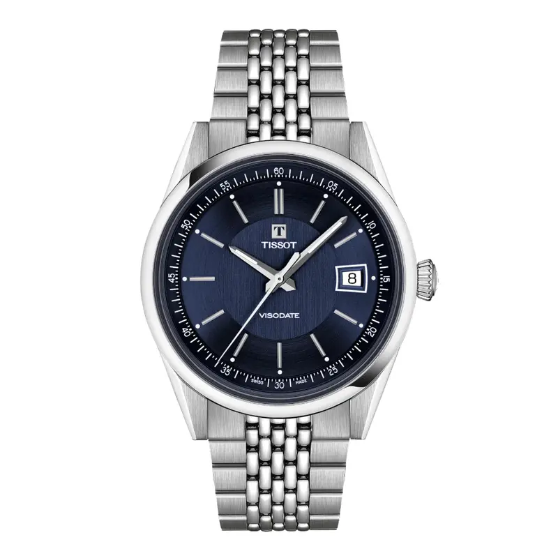 Tissot Visodate Blue Dial Stainless Steel Strap Men's Watch - Date Display | T1574071104100 1