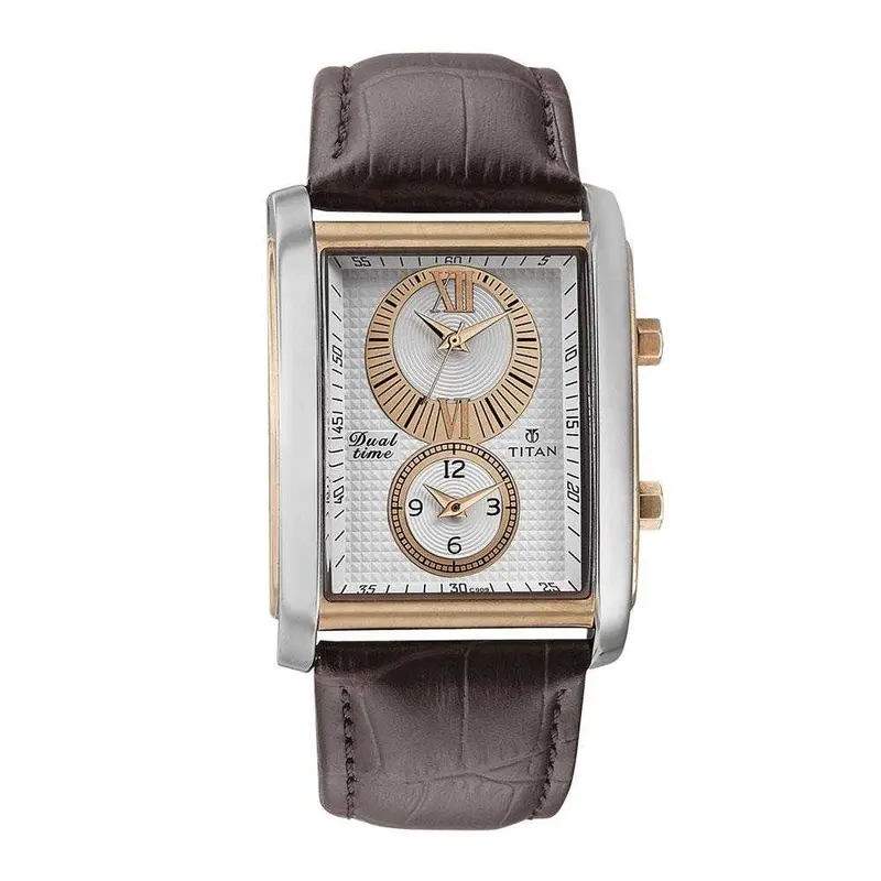 Titan Classique Dual Time Leather 9309Kl01 Men's Watch 1