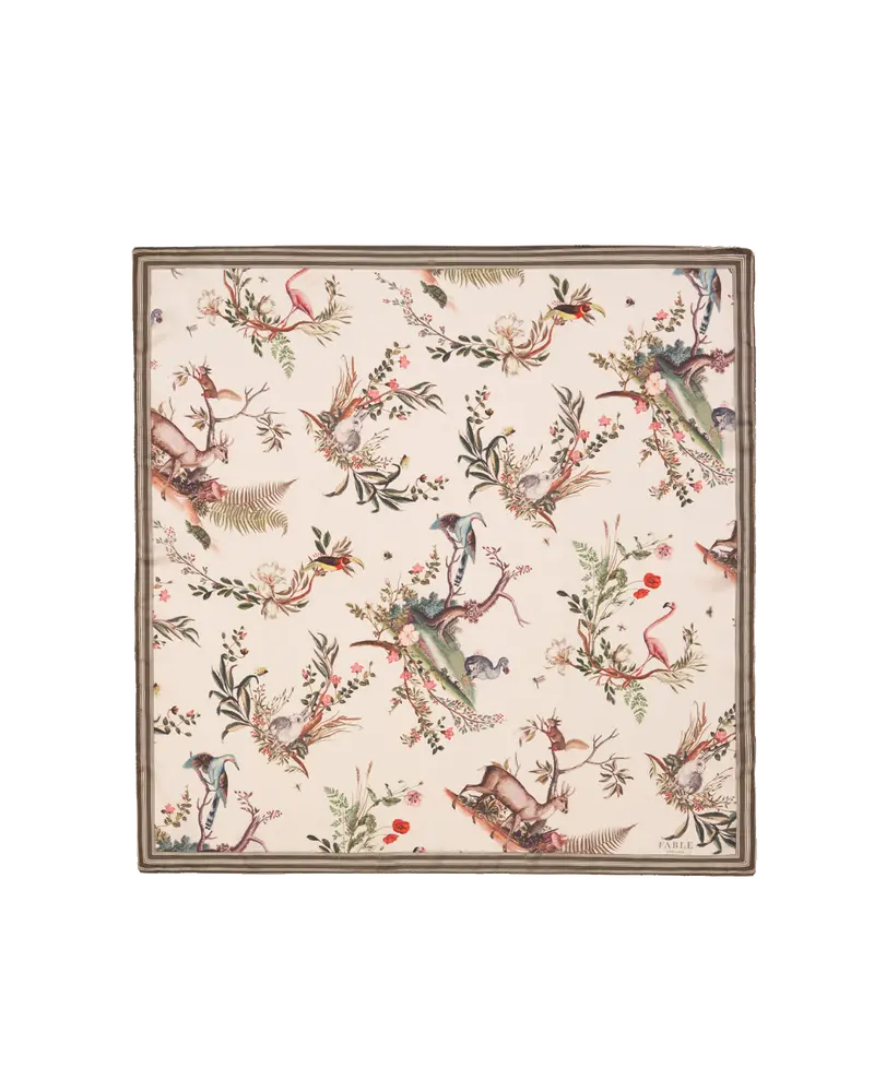 Toile De Jouy Olive Green Square Scarf 1