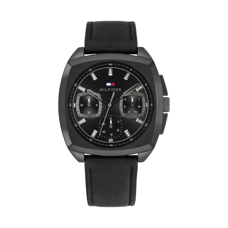 Tommy Hilfiger Apollo Black Dial Leather Strap Watch 1710556 1