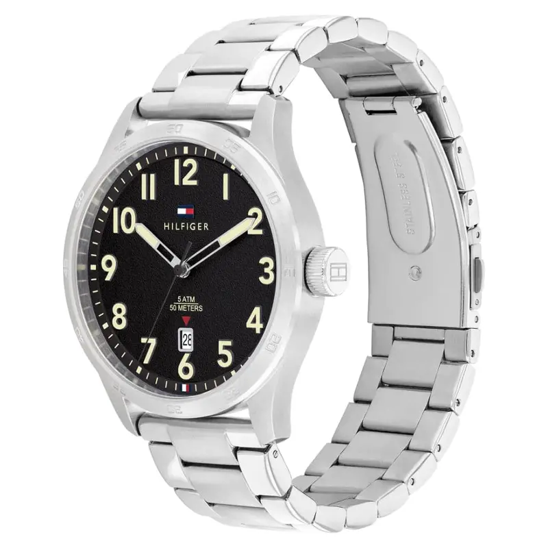 Tommy Hilfiger Black Dial Silver Stainless Steel Strap Men Watch 1710594 2