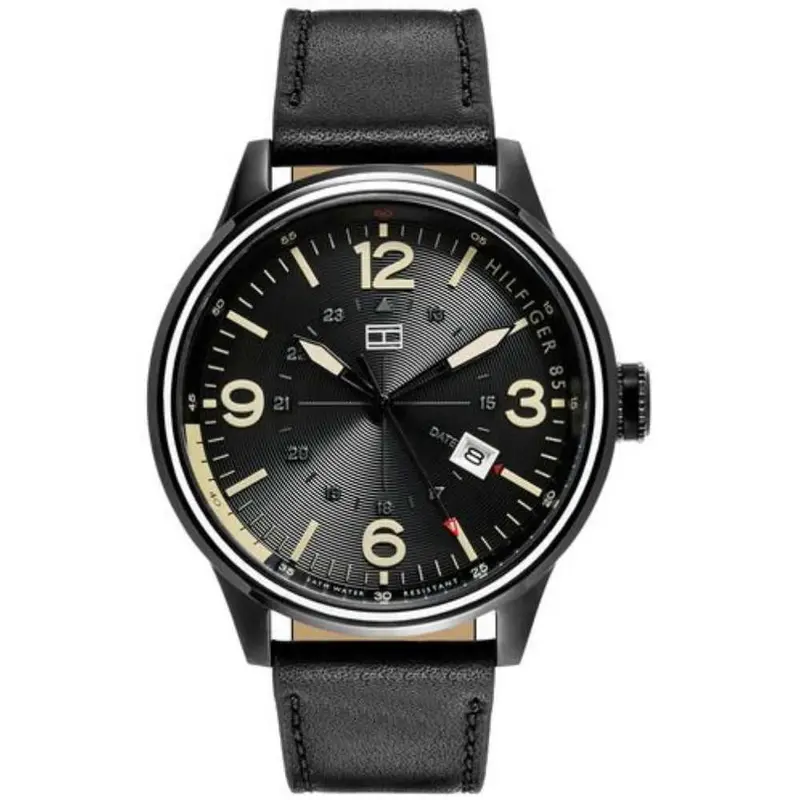 Tommy Hilfiger Black Leather Strap Men's Watch 1791103 1