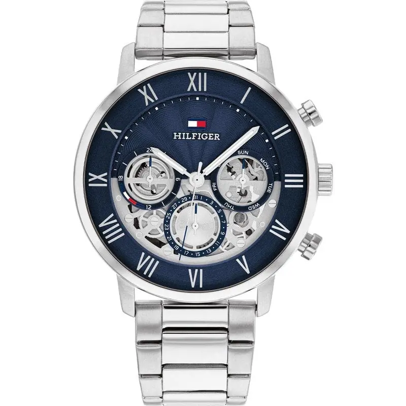 Tommy Hilfiger Blue Dial Chronograph Silver Stainless Steel Strap Men Watch 1710569 1