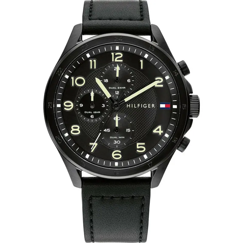 Tommy Hilfiger Chronograph Black Dial & Leather Strap Men Watch 1792004 1